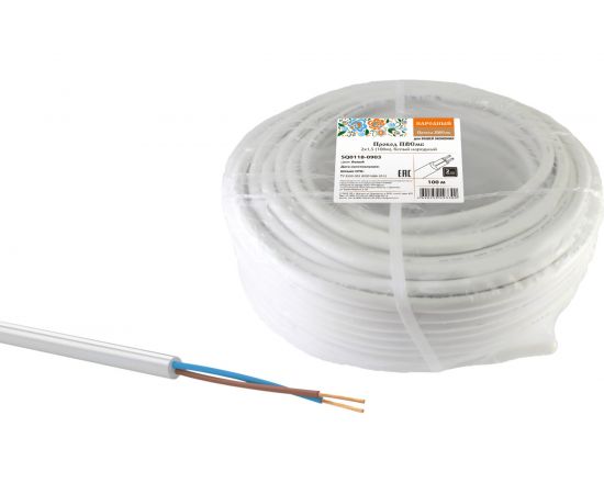 Провод TDM ПВСмб 2х1,5 100м, белый Народный SQ0118-0903 