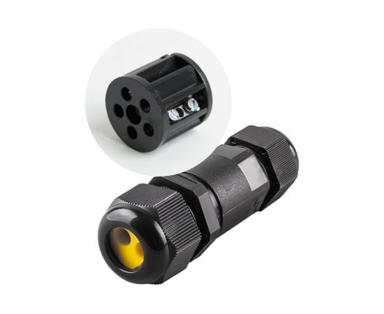 2-контактный водонепроницаемый соединитель-коннектор для проводов FERON LD521, черный 32244 