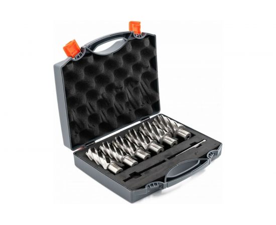 Набор сверл корончатых по металлу HSS Bohre 25,27,29,31,33,35 мм х55, Weldon 19, штифт 6,34х103 КБ003626 