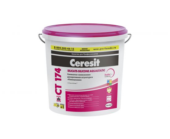 Штукатурка силикатно-силиконовая камешковая CT 174 база (2.0 мм; 25 кг) CERESIT 32193 