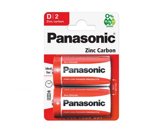 Батарейка Panasonic, R20 Zinc Carbon BL2 168 