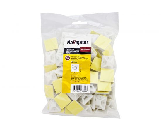 Монтажная самоклеящаяся база Navigator 25х25 белый NFP-25-100/WH 100шт 4670004710623 155904 – изображение 2