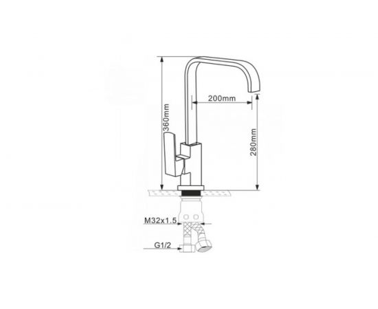 Смеситель для кухни MELANA нерж.сталь, однорычажный, сатин, высокий излив 8113 – изображение 2