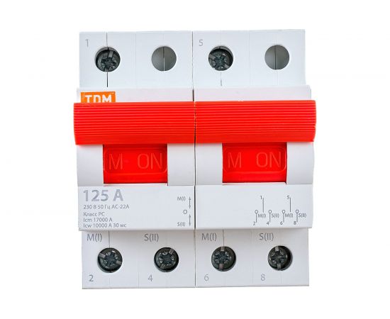 Трехпозиционный модульный переключатель TDM МП-125 2P 125А SQ0224-0045 – изображение 3
