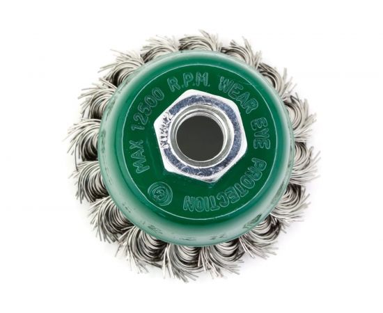 Щетка чашечная 9-021 65 мм, M14, ворс жгутовая нержавеющая сталь 0.50 мм для УШМ ОСБОРН FW-ASS1 – изображение 3