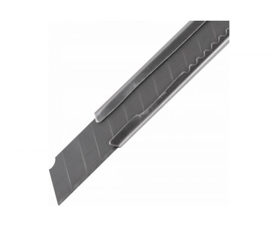 Канцелярский нож STAFF Manager 9 мм, усиленный, металлический корпус, автофиксатор, клип 237081 – изображение 5