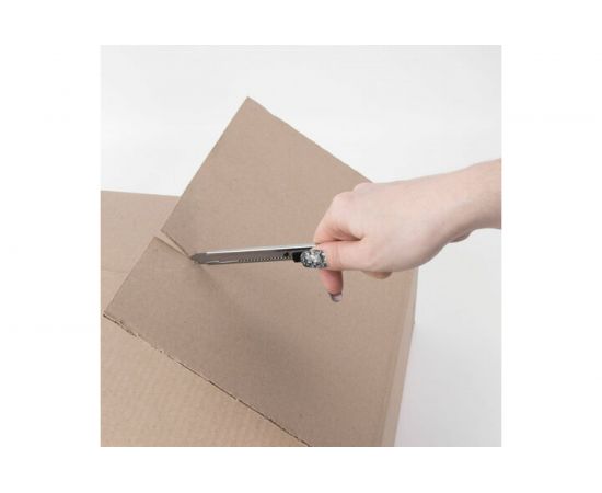 Канцелярский нож STAFF Manager 9 мм, усиленный, металлический корпус, автофиксатор, клип 237081 – изображение 10