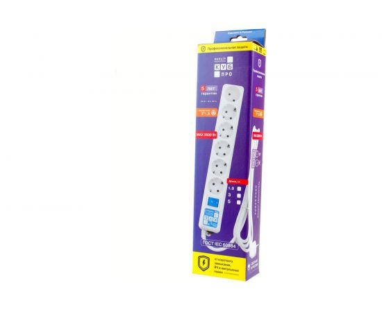 Фильтр-удлинитель Power Cube PC PRO, 5м, 6розеток LCконтур, 16А/3,5кВт SPL6-16-P-5М 