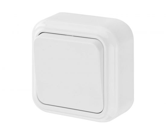 Выключатель Bylectrica 1-клавишная, открытая установка, 6А, серия ПРАЛЕСКА, белый, А16-131 