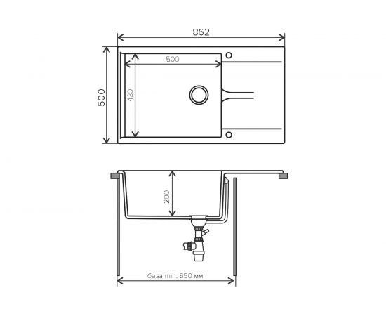 Кухонная мойка Polygran цвет черный Gals-862 №16 – изображение 2