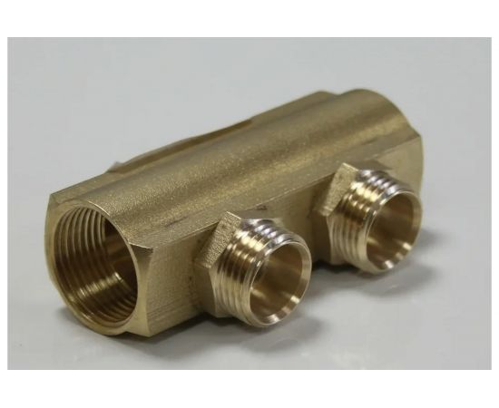 Коллектор ДТРД ВР 3/4 на 2 выхода НР 1/2 межосевое 35 мм 6104 410318 – изображение 2