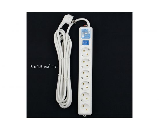 Фильтр-удлинитель Power Cube PC PRO, 5м, 6розеток LCконтур, 16А/3,5кВт SPL6-16-P-5М – изображение 2