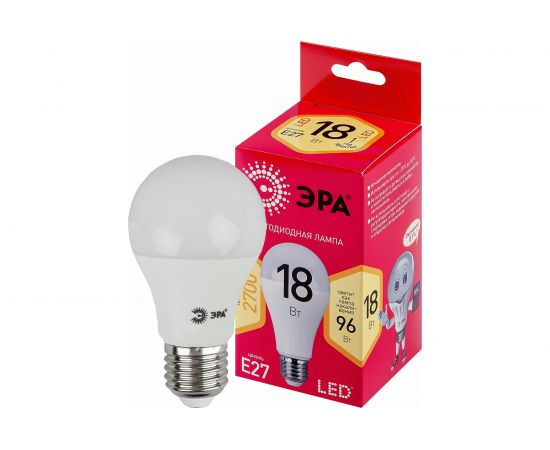 Светодиодная лампа ЭРА LED A65-18W-827-E27 R диод, груша, 18Вт, теплый свет, E27 10/100/1200 Б0051850 – изображение 2