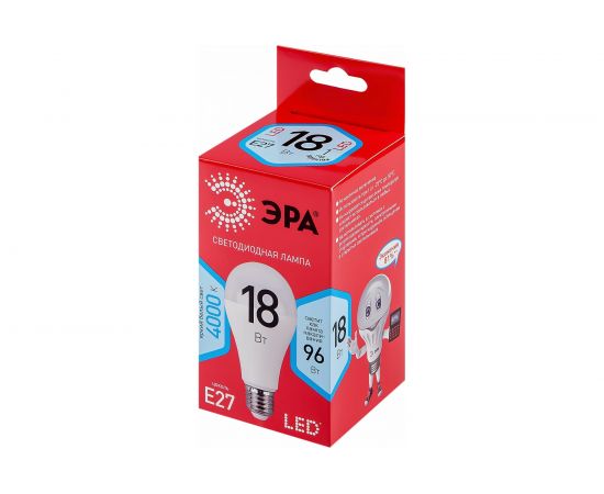 Светодиодная лампочка ЭРА RED LINE LED A65-18W-840-E27 R 18 Вт груша нейт, белый свет Б0052381 – изображение 2