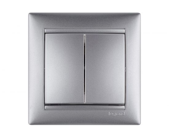 Механизм выключателя Legrand 2-клавишный СП Valena 10 А IP31 алюминий Leg 770105 – изображение 3