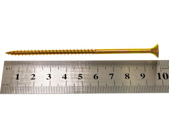 Потайной универсальный шуруп Метизный двор 5,0x100, желтый, 100 шт. 4607159063557 – изображение 3