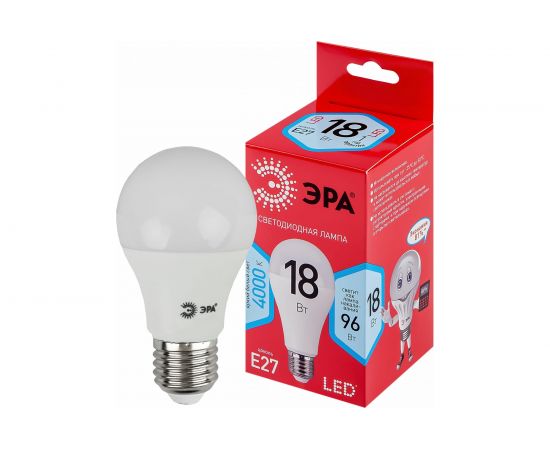 Светодиодная лампочка ЭРА RED LINE LED A65-18W-840-E27 R 18 Вт груша нейт, белый свет Б0052381 – изображение 3