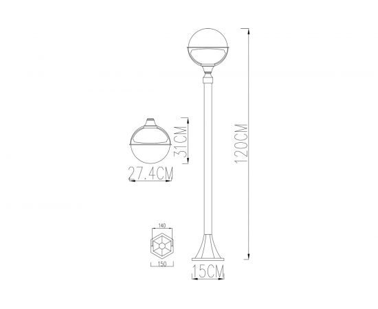 Уличный светильник ARTE LAMP, A1496PA-1BK – изображение 4