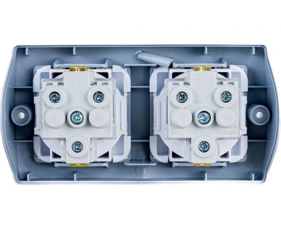 2-я розетка MONO ELECTRIC Octans, с заземлением, серая 104-020007-120 – изображение 4