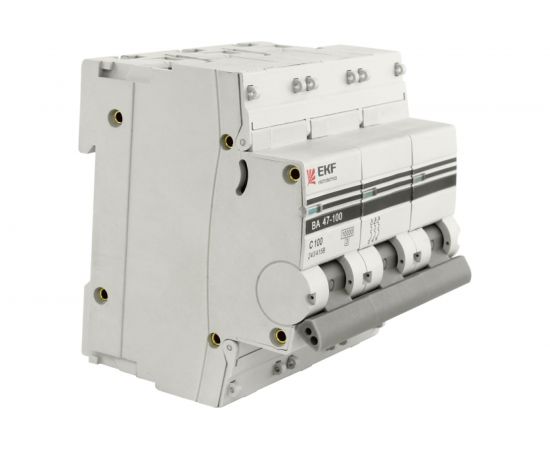 Автоматический трехполюсный выключатель EKF 100А D ВА47-100 10кА PROxima mcb47100-3-100D-pro 7370370 – изображение 4