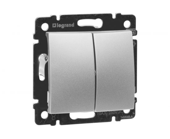 Механизм выключателя Legrand 2-клавишный СП Valena 10 А IP31 алюминий Leg 770105 – изображение 5