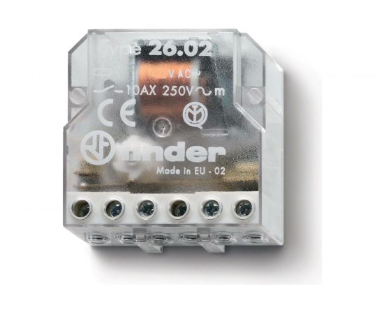 Импульсное реле Finder установка в монтажную коробку, 2НО контакта 10А, 230В AC, 260282300000 