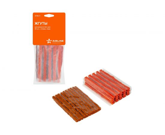 Жгуты для ремонта бескамерных шин AIRLINE 40 шт., армированные, в пакете D3.5 мм + D6 мм ATRK-9 