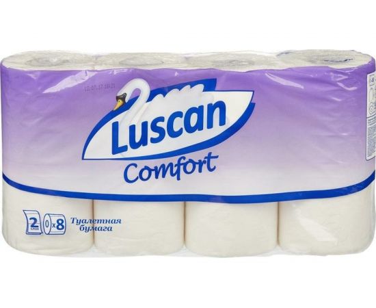 Туалетная бумага Luscan Comfort 2 слоя, белая, 8 рулонов 396250 