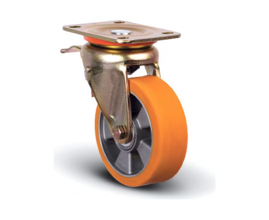 Колесо полиуретановое поворотное с тормозом 125 мм MFK-TORG ED01-ABP-125-F 