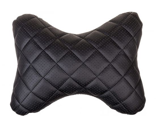 Подушка на подголовник SKYWAY перфорированная искусственная кожа, черная строчка S08001006 