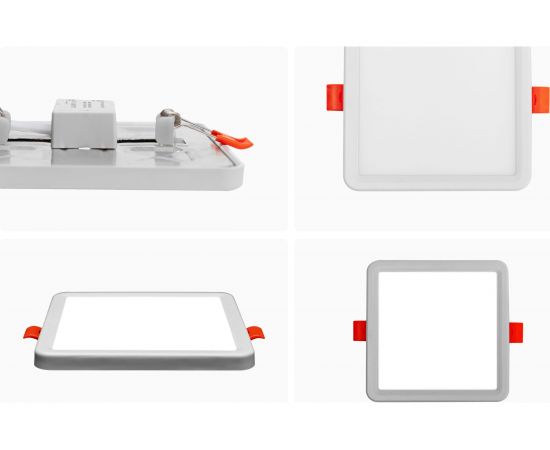 Светодиодная квадратная встраиваемая панель OGM с регулировкой, 8Вт, 750Лм, ДБ, 117х117х24мм. LP-17 – изображение 15