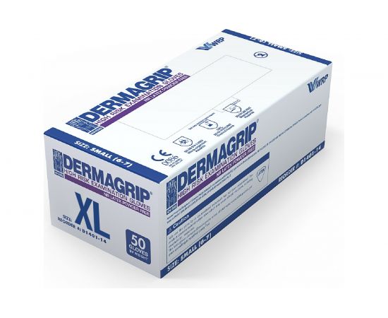 Смотровые латексные перчатки DERMAGRIP HIGH RISK 50 штук, размер XL CT0000000688 – изображение 2