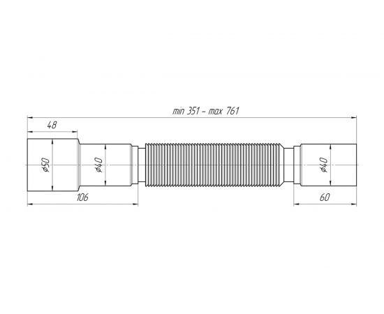 Гофра АНИ Пласт гибкая труба 40х40/50, L-351-761 мм K406 025-0281 – изображение 2