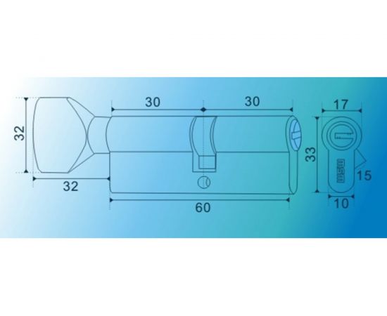 Цилиндровый механизм MSM перф. ключ-вертушка, CW 60 мм PB 7620 – изображение 2
