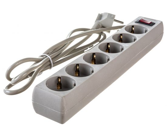 Сетевой фильтр ExeGate SP-6-1.8G 6 евро с заземлением, 1.8м, выключатель с подсветкой, серый 119388 – изображение 2