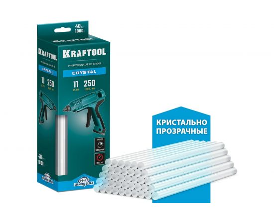 Кристально прозрачные клеевые стержни KRAFTOOL Crystal 40 шт, 11x250 мм 06846-40 – изображение 2