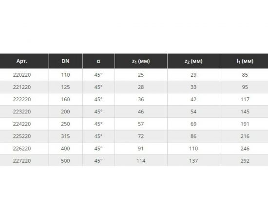 Отвод Ostendorf наружной канализации 125 мм, 45 градусов 221220 – изображение 3