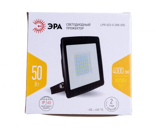Светодиодный уличный прожектор ЭРА LPR-023-0-30K-050 50Вт 3000K 4000Лм 150x145x24 Б0052859 – изображение 5