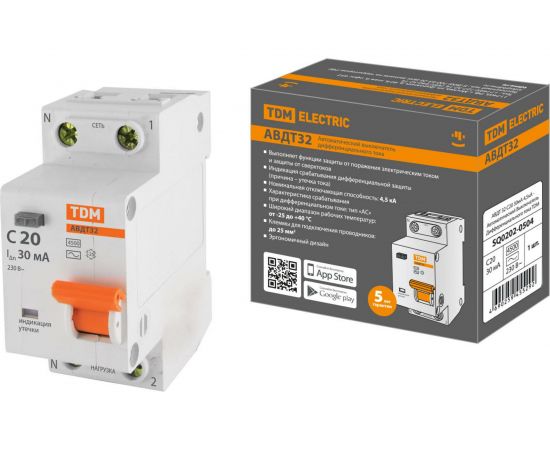 Автоматический выключатель дифференциального тока TDM 32 2P1P+N C20А 30мА 4,5кА тип АС SQ0202-0504 – изображение 5