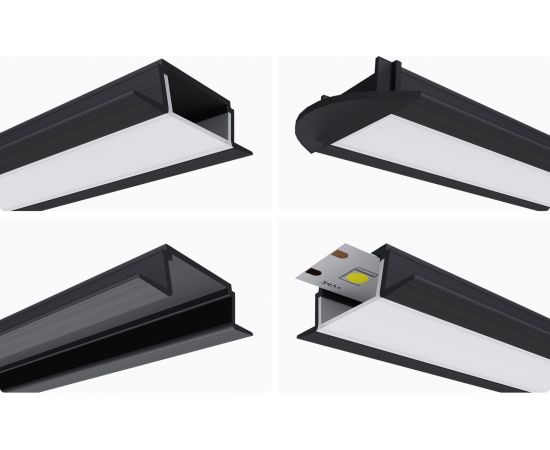 Встраиваемый алюминиевый профиль для ленты Apeyron черный, 2м, ширина ленты до 10мм, комплект 08-02-ЧБ – изображение 8