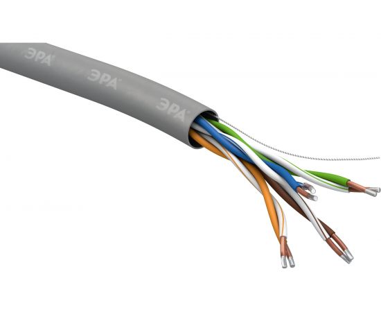 Кабель витая пара ЭРА U/UTP, 4x2x24AWG, Cat5e, CCA, PVC, 305м, SIMPLE, 2/36 Б0044434 