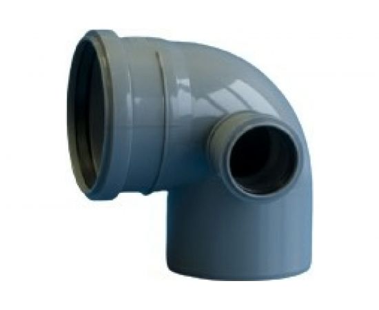 Отвод ПОЛИТЭК 110х90 градусов с выходом 50, правый 300111050П 