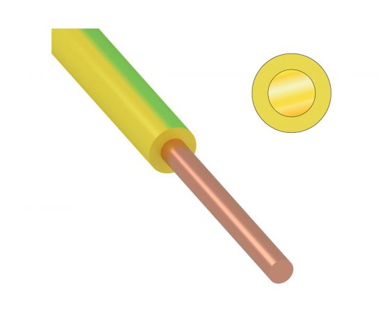 Провод ПуВ, ПВ-1 ККЗ 1 кв.мм 500 м желтый-зеленый ГОСТ 01-8602-3 