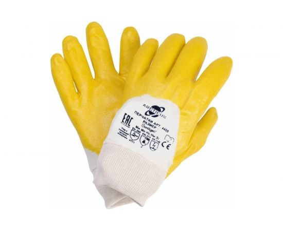 Трикотажные перчатки ARCTICUS, облегченное нитриловое 3/4 покрытие, желтые, р.8, 12 пар 4400-812 