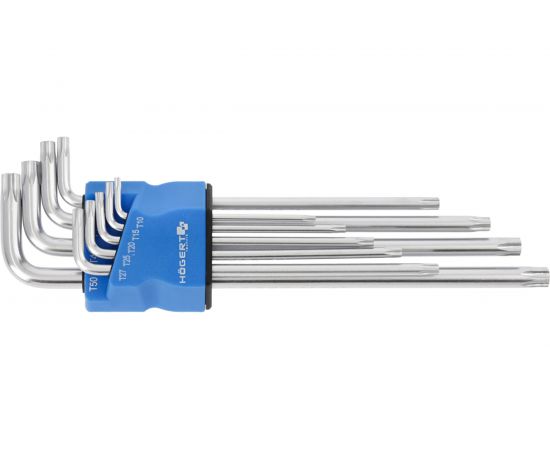 Набор Г-образных экстра длинных ключей HOEGERT TECHNIK TORX S2, 9 шт. HT1W831 
