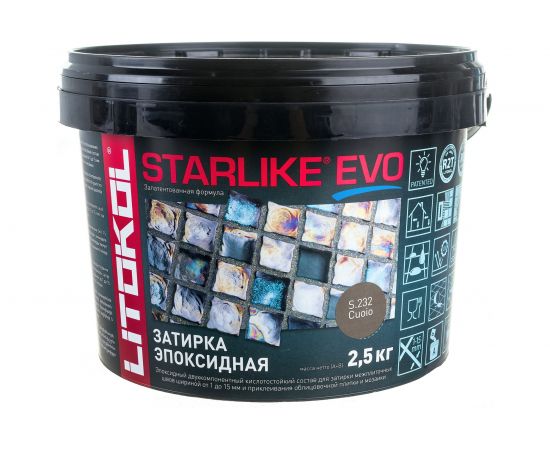 Эпоксидный состав для укладки и затирки мозаики и керамической плитки LITOKOL STARLIKE EVO S.232 CUOIO 2.5 кг 485290003 