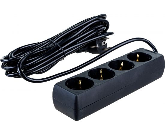 Удлинитель ExeGate ECE-4-5B 4 евророзетки с заземлением, 5м, черный 285816 