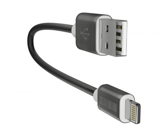 Кабель InterStep MFI iPhX 8pin TPE, Цвет-Темно-Серый, 0,2m 60391 