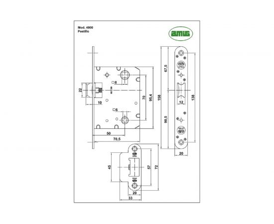 Дверная защелка Amig покрытие латунь 4000-70 LP – изображение 2