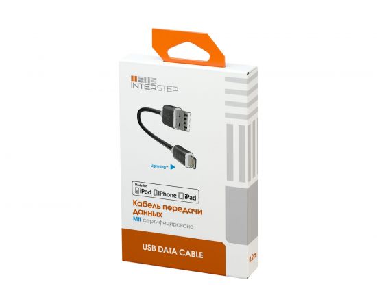 Кабель InterStep MFI iPhX 8pin TPE, Цвет-Темно-Серый, 0,2m 60391 – изображение 2